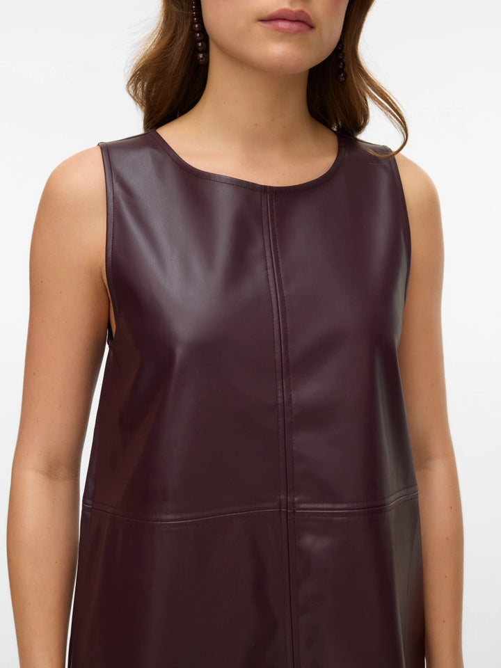 Rochie din imitație de piele VERO MODA, vișiniu