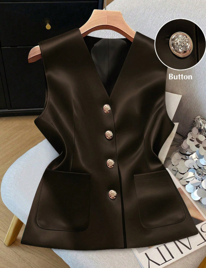 Shein Curve+ mellény, barna