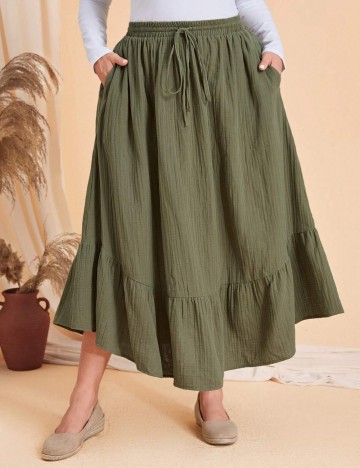 Fustă maxi Shein Curve+, verde