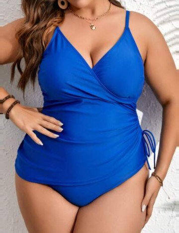 Costum de baie Shein Curve+, albastru