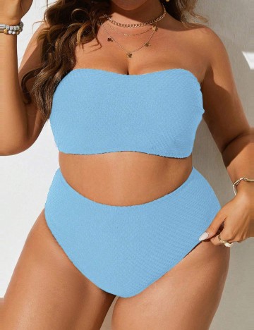 Costum de baie Shein Curve+, albastru