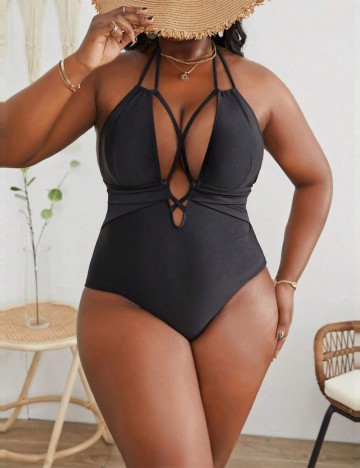 Costum de baie întreg Shein Curve+, portocaliu