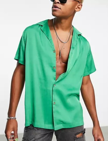 Cămașă cu mânecă scurtă ASOS, verde