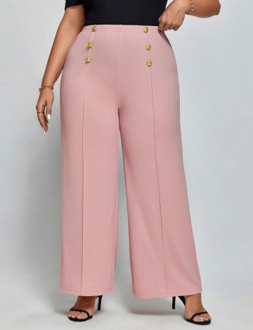 Pantaloni Shein Curve+, roz