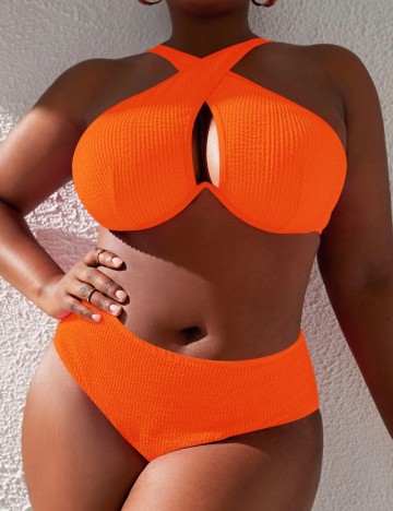 Costum de baie Shein Curve+, portocaliu