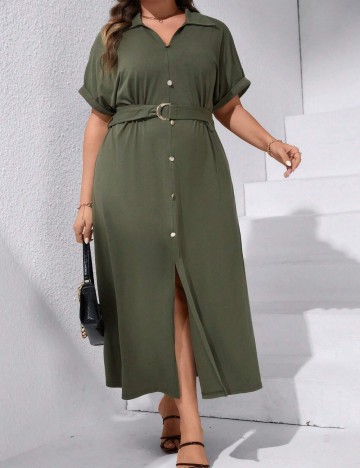 Rochie maxi Shein Curve+, kaki