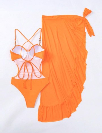 Set costum de baie Shein, portocaliu