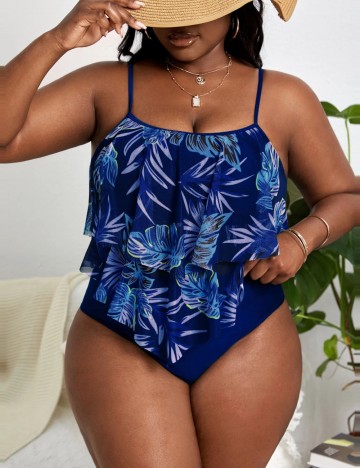 Costum de baie Shein Curve+, albastru