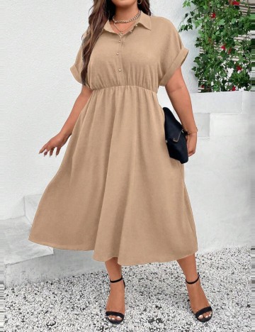 Rochie midi Shein Curve+, bej