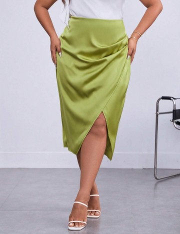 Fustă midi Shein Curve+, verde