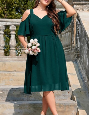 Rochie midi Shein Curve+, verde