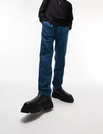 Pantaloni Topman, albastru