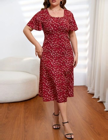 Rochie midi Shein Curve+, roșu