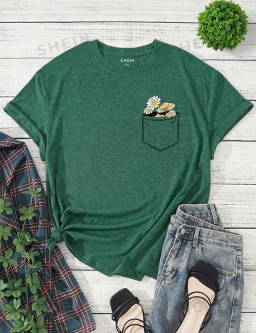 Tricou Shein Curve+, verde