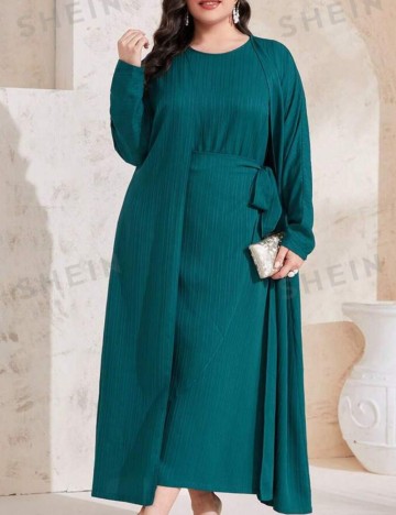 Set Rochie și Cardigan Shein Curve+, verde smarald