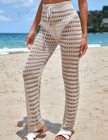 Pantaloni de plajă Shein, bej