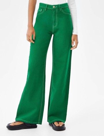 Jeans Bershka, verde smarald