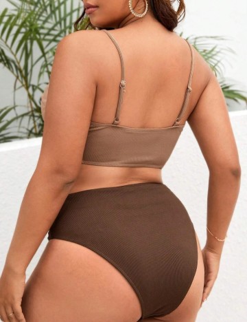 Costum de baie Shein Curve+, maro