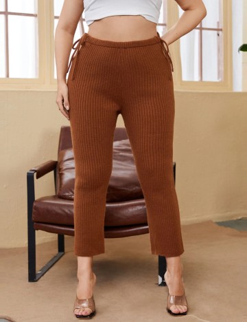 Pantaloni Casual Shein Curve+, maro