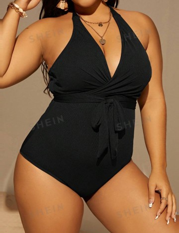 Costum de baie întreg Shein Curve+, negru