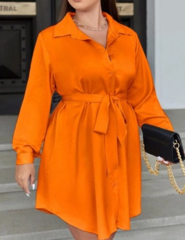 Rochie tip cămașă Shein Curve+, portocaliu