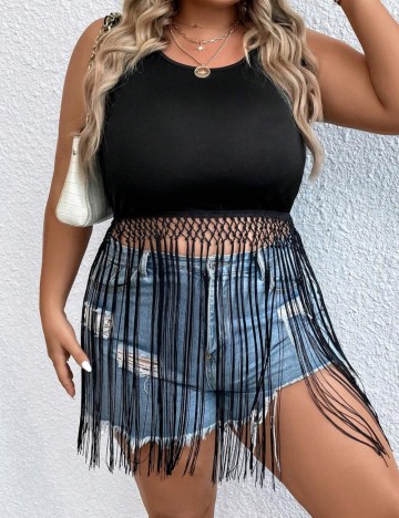 Top Shein Curve+, negru