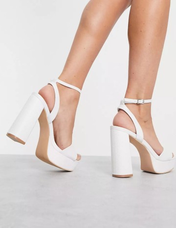 Sandale Cu Toc Glamorous, alb