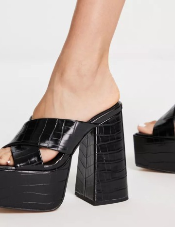 Saboți cu toc Topshop, negru