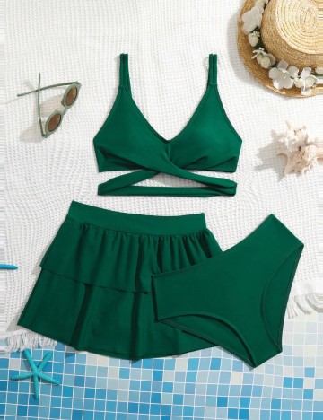 Set costum de baie Shein, verde