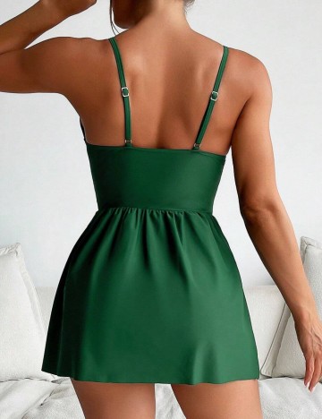 Costum de baie tip rochie Shein, verde