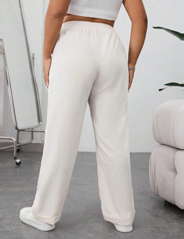 Pantaloni Casual Shein Curve+, crem