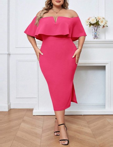 Rochie midi Shein Curve+, roz