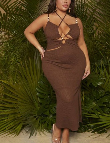 Rochie maxi Shein Curve+, maro