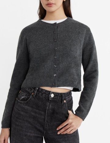 Pulover cu nasturi Stradivarius, gri