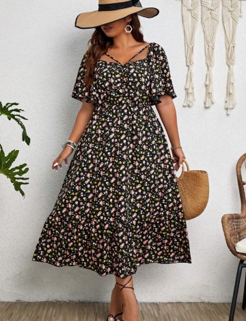 Rochie maxi Shein Curve+, mix culori