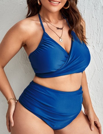 Costum de baie Shein Curve+, albastru