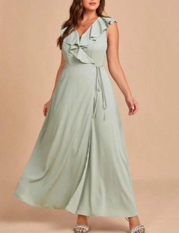 Rochie maxi Shein Curve+, verde menta