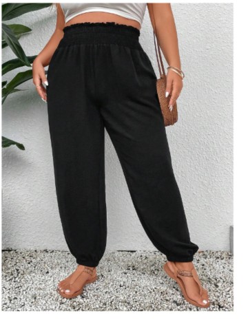 Pantaloni Casual Shein Curve+, negru
