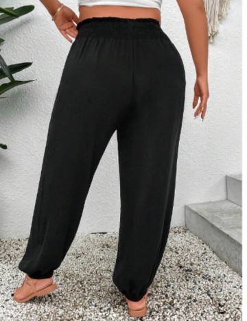 Pantaloni Casual Shein Curve+, negru