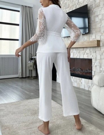 Compleu pijamale Shein, alb
