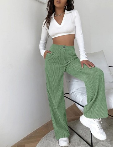 Pantaloni Raiați Shein, verde
