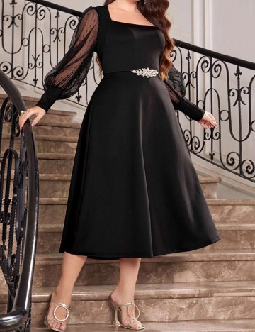 Rochie midi Shein Curve+, negru