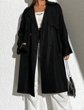 Trench Shein Curve+, negru