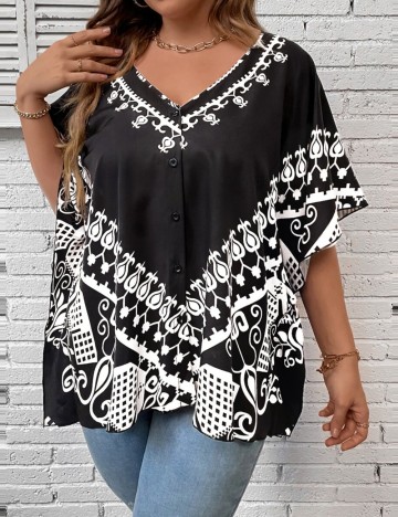 Cămașă cu mânecă scurtă Shein Curve+, mix culori