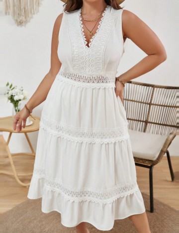 Rochie midi Shein Curve+, alb