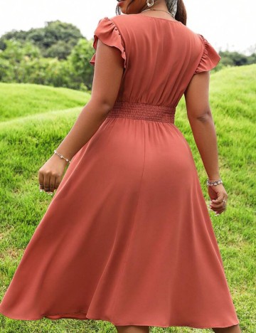 Rochie midi Shein Curve+, cărămiziu