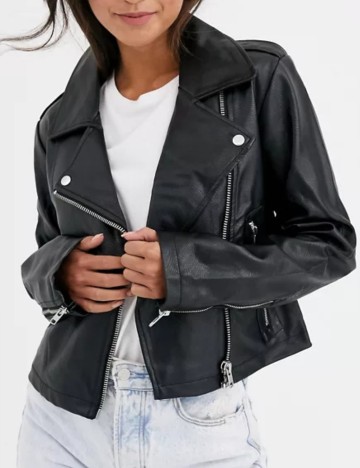 Geacă Imitație Piele ASOS, negru