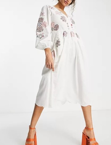 Rochie midi ASOS, alb