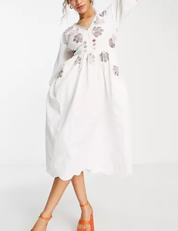 Rochie midi ASOS, alb