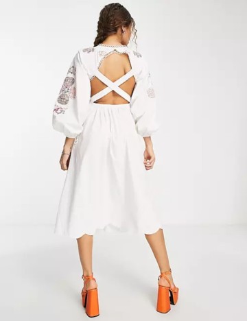 Rochie midi ASOS, alb